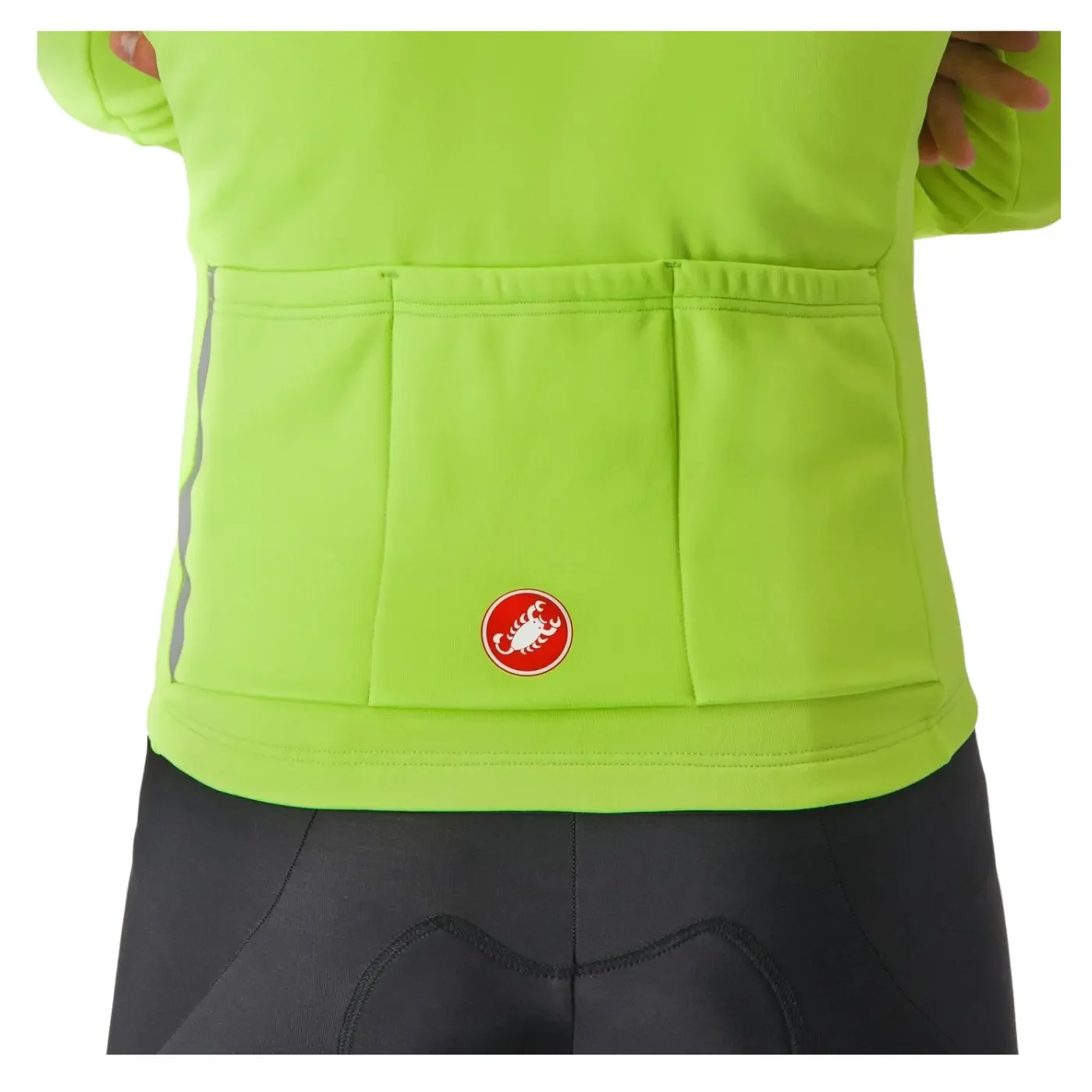Castelli Entrata Thermal Jersey - Electric Lime / Dark Gray - Image 3