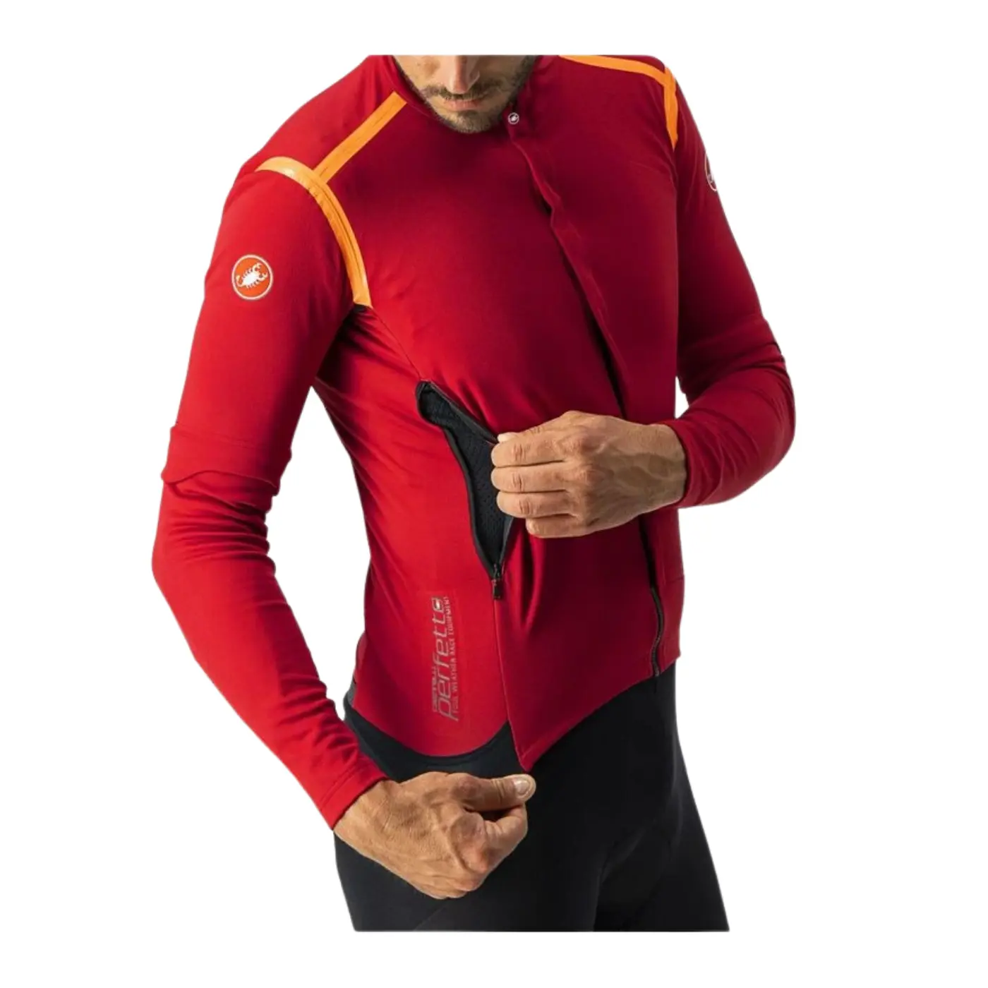 Castelli Perfetto RoS Convertible Cycling Jacket - Pro Red/Brilliant Orange - Image 2