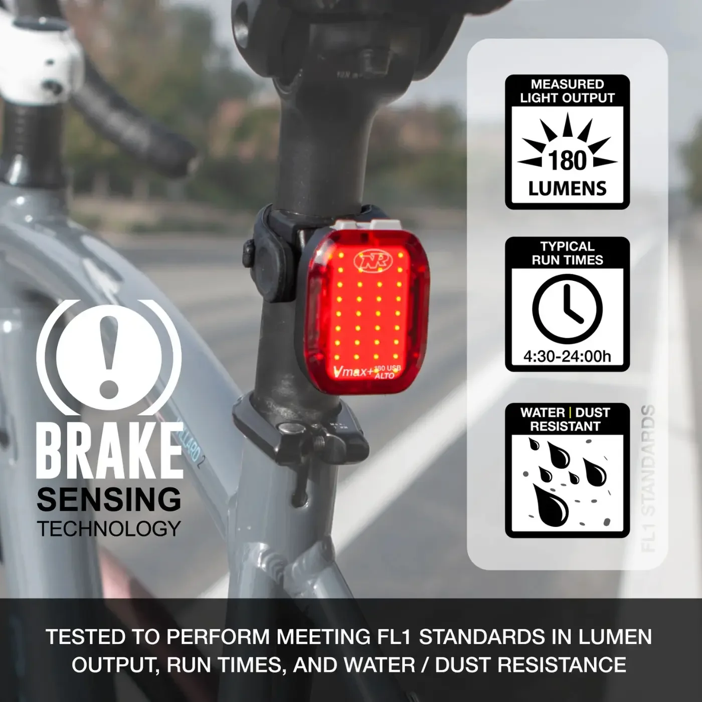 NiteRider Vmax+180 Alto Taillight - w/ Brake Sensing Technology - Image 2